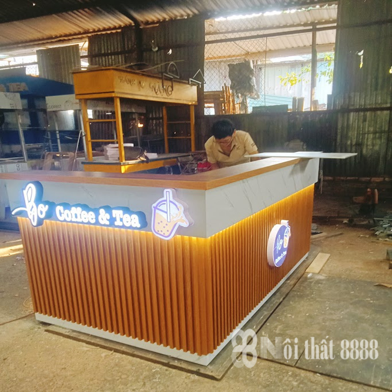 Quầy bar trà sữa chữ L SP 3977